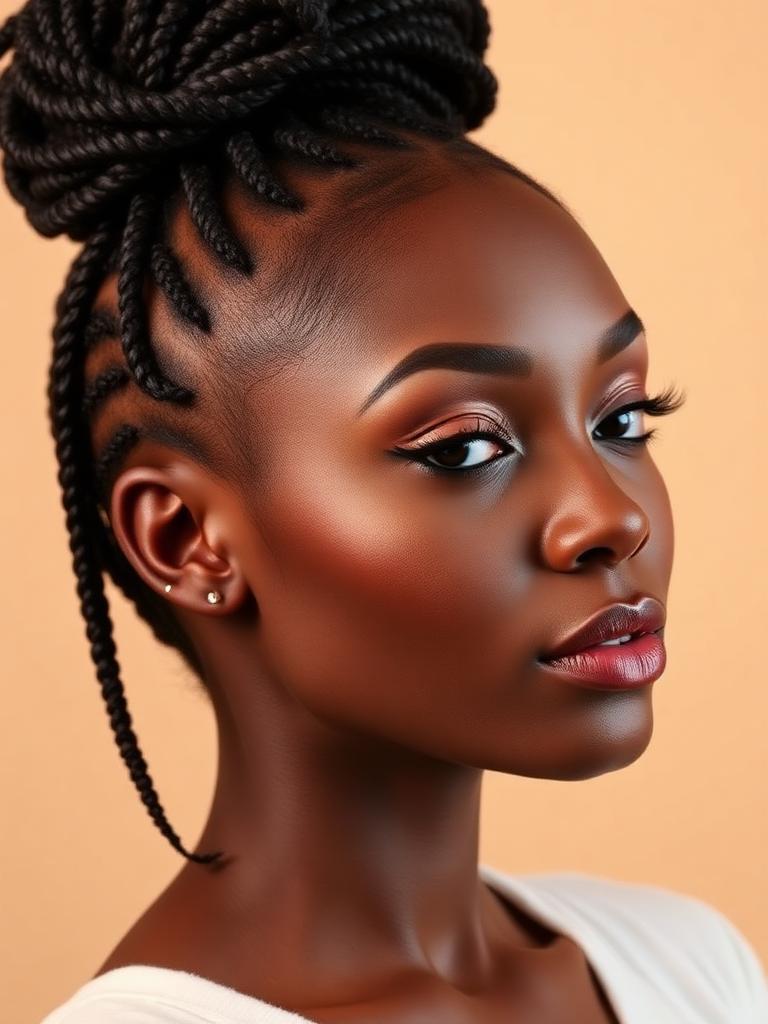 Cornrow Updo braiding style
